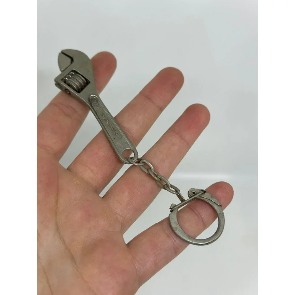 VTG 90s Adjustable Miniature Wrench Keychain Metal Fob Tool Dad Gift Collectible
